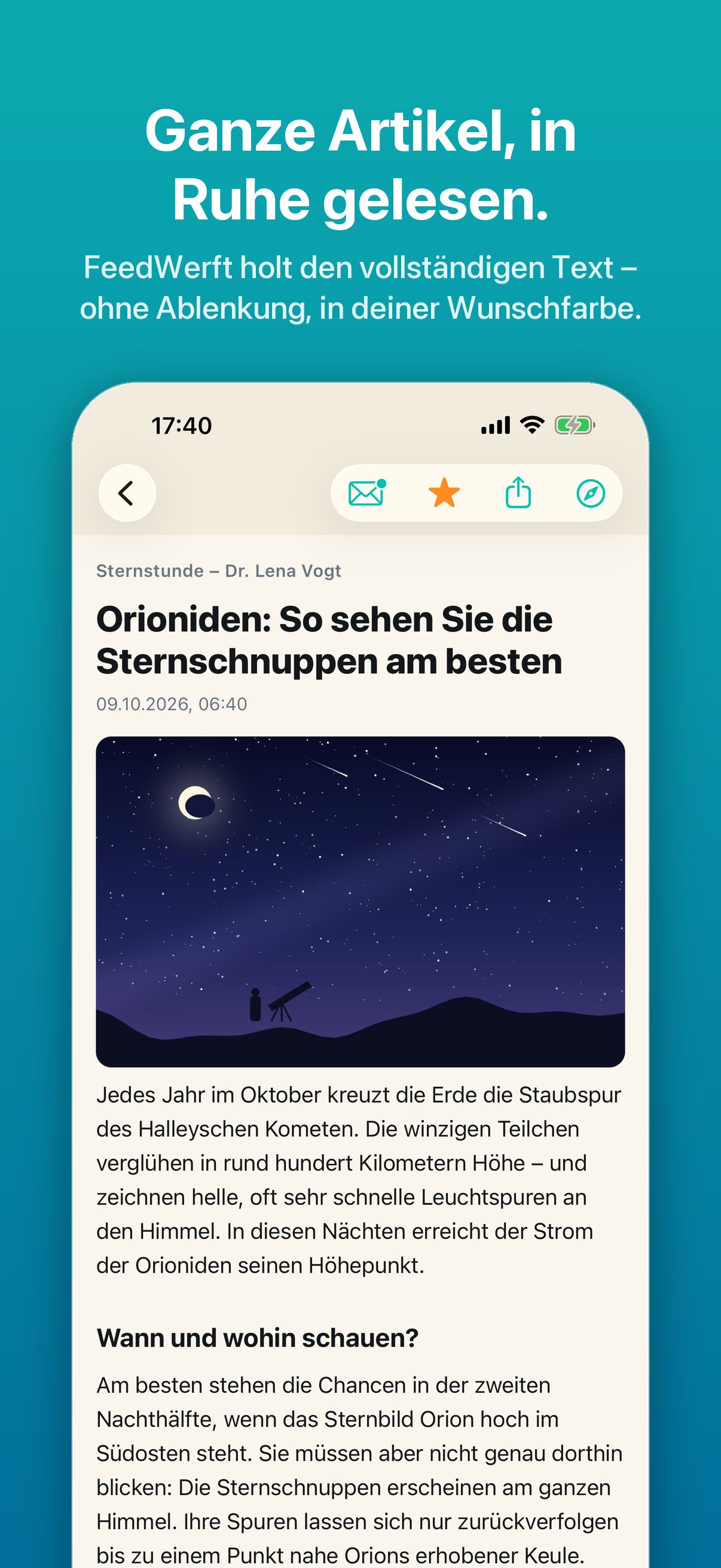 FeedWerft Artikelansicht mit ganzem Artikel